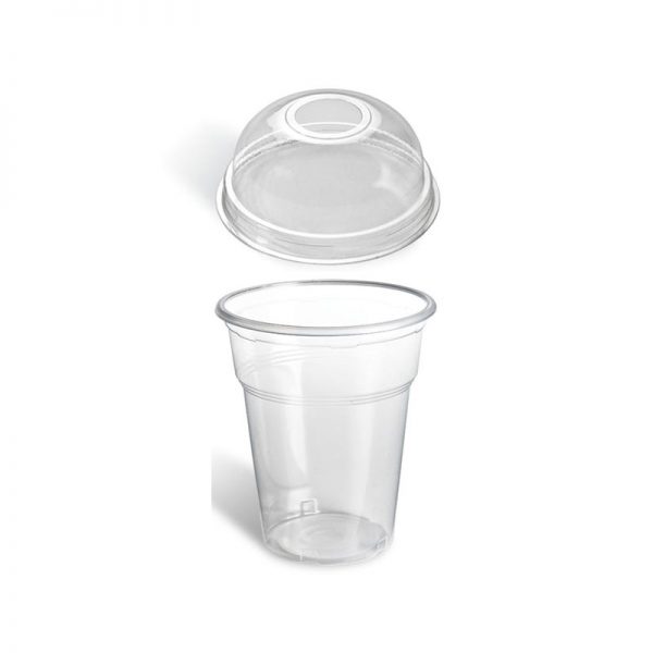 Πλαστικά Ποτήρια με καπάκια – 300ml θόλος dome n.70