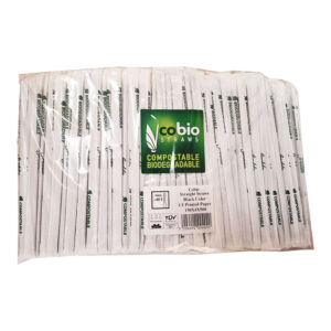 Καλαμάκια χάρτινα FREDDO ΙΣΙΑ ΜΑΥΡΑ 190mm x 4mm - 500 τεμάχια compostable - biodegradable φιλικά προς το περιβάλλον