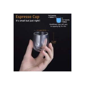 Φλιτζάνι καφέ 90ml γυάλινο LONG double wall - 1 τεμάχιο Διαστάσεις