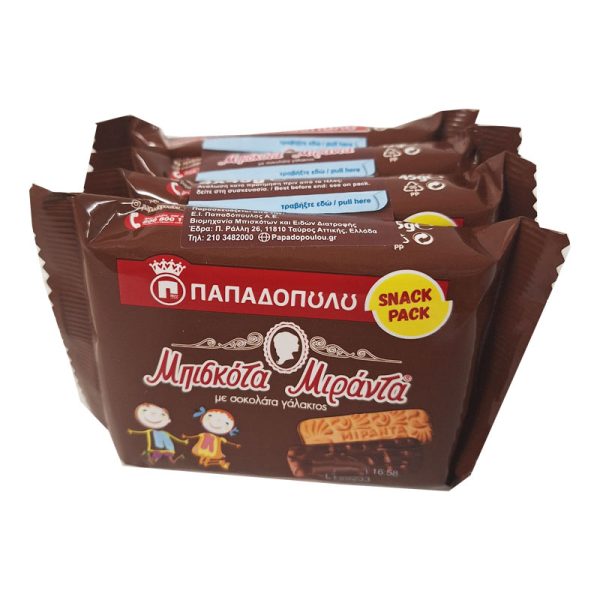 Μπισκότα Παπαδοπούλου ΜΙΡΑΝΤΑ Σοκολάτα (45gx4) μικρή συσκευασία
